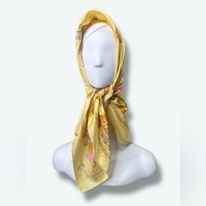 1980s 34” Nina Ricci Paris “Jouets” Toys & Trains Aviation Print Scarf